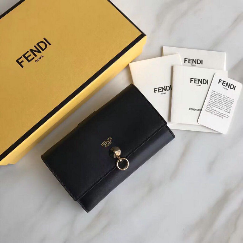 商品名称：フェンディFENDI 168-FDS18001　2018年最新作 三つ折り長財布 ロングウォレット レザー 黒
