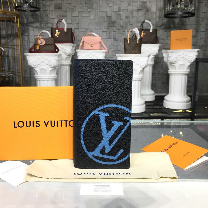 ルイヴィトン   LOUISVUITTON  057-M67765 2018年最新作 ポルトフォイユ ブラザ 二つ折り長財布 カードケース カーフレザー 黒