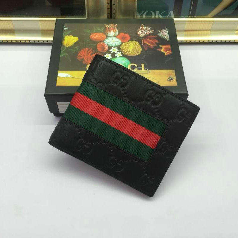 グッチ GUCCI 057-GG408827 2018/2019年最新作 スプリーム 二つ折り短財布 カードポケット レザー 黒