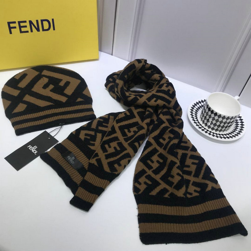 フェンディ FENDI  CT-FDM18008 2018/2019年最新作 帽子 マフラー 2セット カシミヤ 冬 防寒