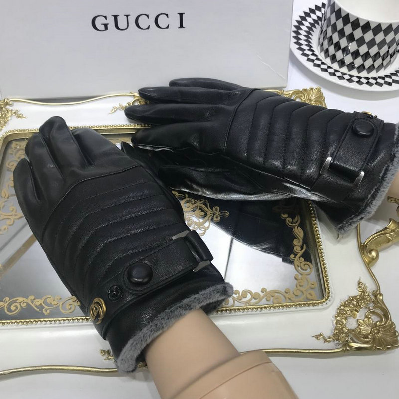 グッチ GUCCI CT-GGM18036 2018/2019年最新作 手袋 レディース グローブ 冬 防寒 カーフレザー 黒