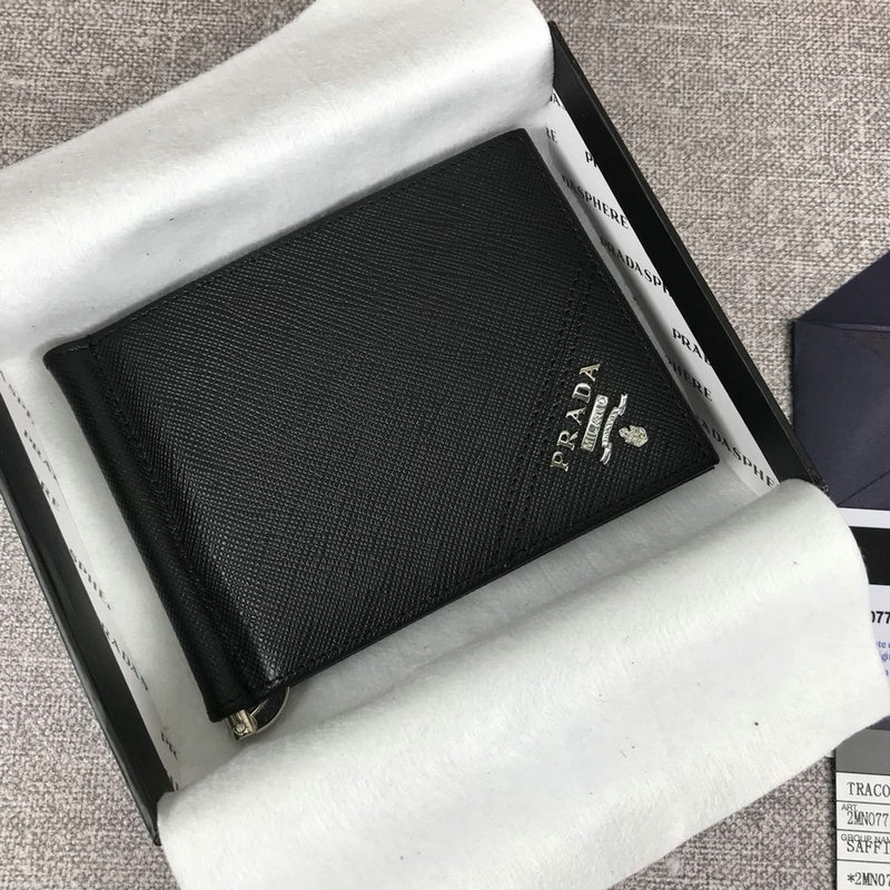 プラダ PRADA 025-PDK19001 2019年最新入荷 カードケース 二つ折り短財布 カーフスキン 黒