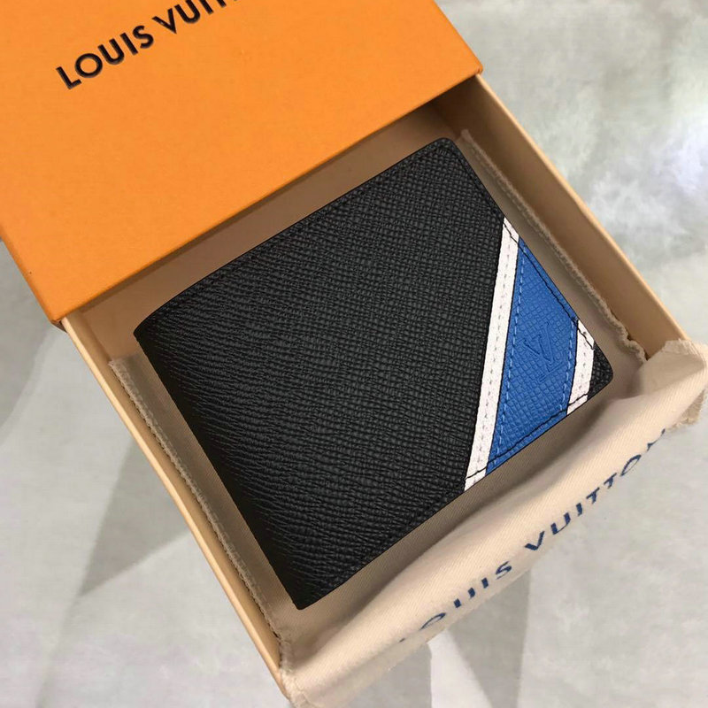 ルイヴィトン LOUISVUITTON 99-M64014 2019年最新入荷 ポルトフォイユ ミュルティプル 二つ折り短財布 カードケース タイガレザー 黒
