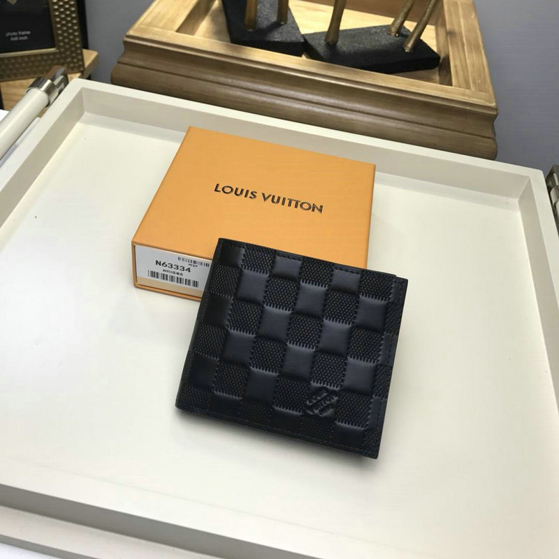 ルイヴィトン LOUISVUITTON 99-N63334 2019年最新入荷 ポルトフォイユ マルコ NM 二つ折り短財布 コインケース付き ダミエ アンフィニ ノワール 黒