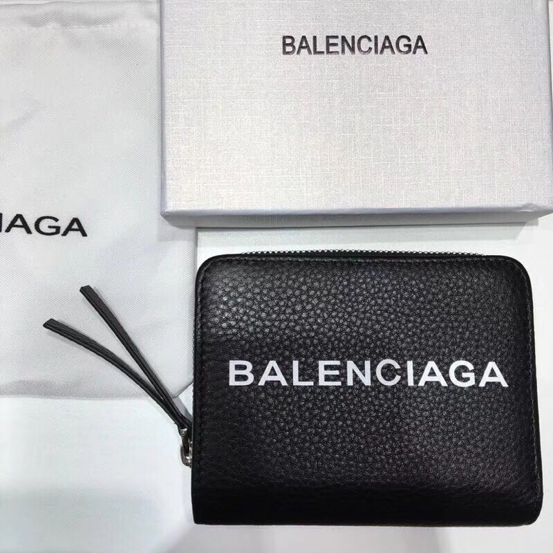 バレンシアガ BALENCIAGA GH-BAS19002 2019年最新入荷 ファスナー短財布 ジップラウンドウォレット カーフスキン 黒
