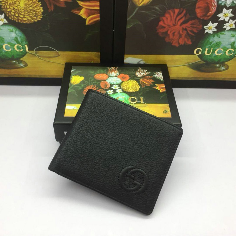 GUCCI グッチ 057-GG322114 2019年最新入荷 二つ折り短財布 札入れ カードケース カーフスキン 黒