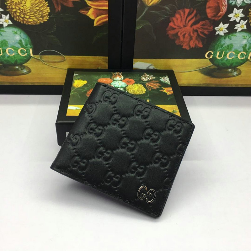 GUCCI グッチ 057-GG473916 2019年最新入荷 二つ折り短財布 カードケース 札入れ カーフスキン 黒