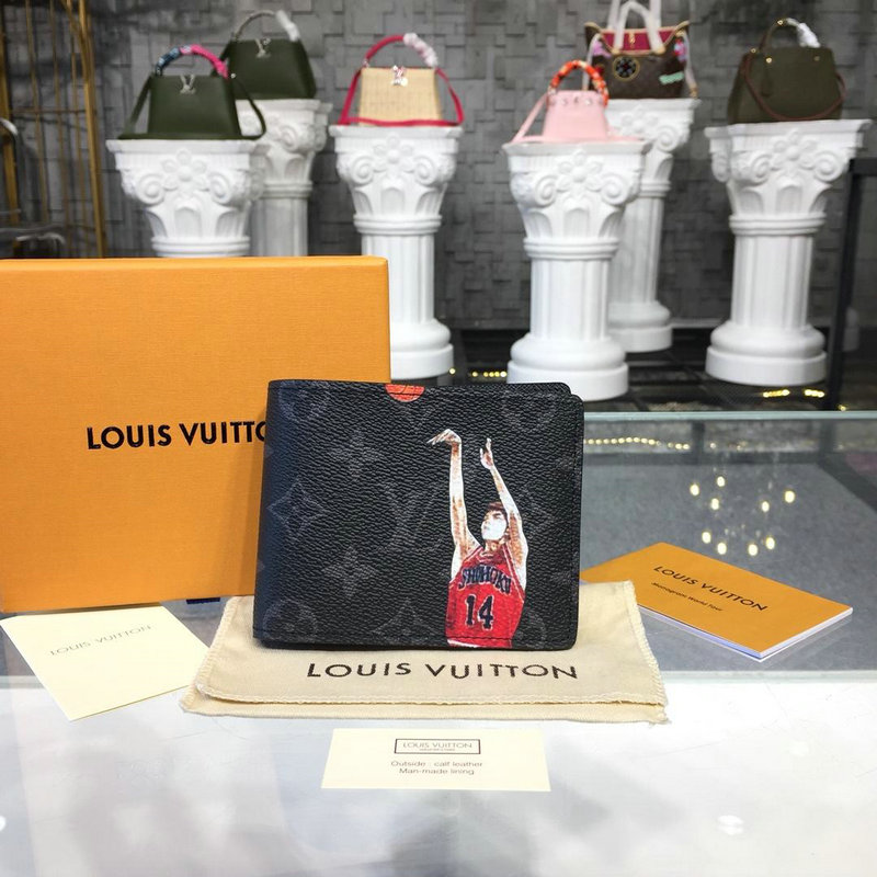 ルイヴィトン LOUISVUITTON 057-M61695R 2019年最新入荷 ポルトフォイユ ミュルティプル 二つ折り短財布 カードケース モノグラムエクリプス 黒