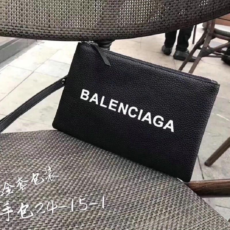 バレンシアガ BALENCIAGA 2019年最新入荷 手持ちかばん ストラップクラッチ カーフスキン 男女兼用 黒