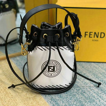 フェンディ FENDI DDB-FD8BS010 2020年最新入荷 モン トレゾール バケットバッグ トートバッグ 2way ショルダーバッグ ホワイトレザー プリント