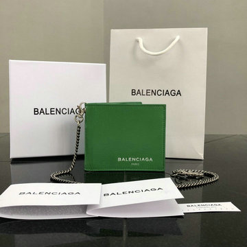 バレンシアガ BALENCIAGA GH-BA92211G 2021年最新入荷 チェーン付き ショートウォレット 二つ折り短財布 カードポケット 札入れ カーフレザー