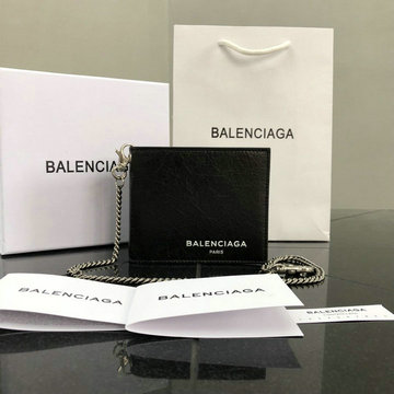 バレンシアガ BALENCIAGA GH-BA92211K 2021年最新入荷 チェーン付き ショートウォレット 二つ折り短財布 カードポケット 札入れ カーフレザー