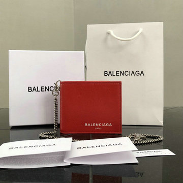 バレンシアガ BALENCIAGA GH-BA92211R 2021年最新入荷 チェーン付き ショートウォレット 二つ折り短財布 カードポケット 札入れ カーフレザー