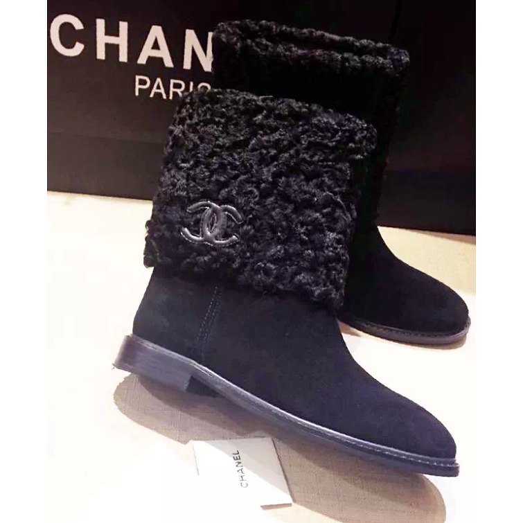 2014年新作品　【CHANELシャネル】ブーツ シープレザー子羊の毛XML1062