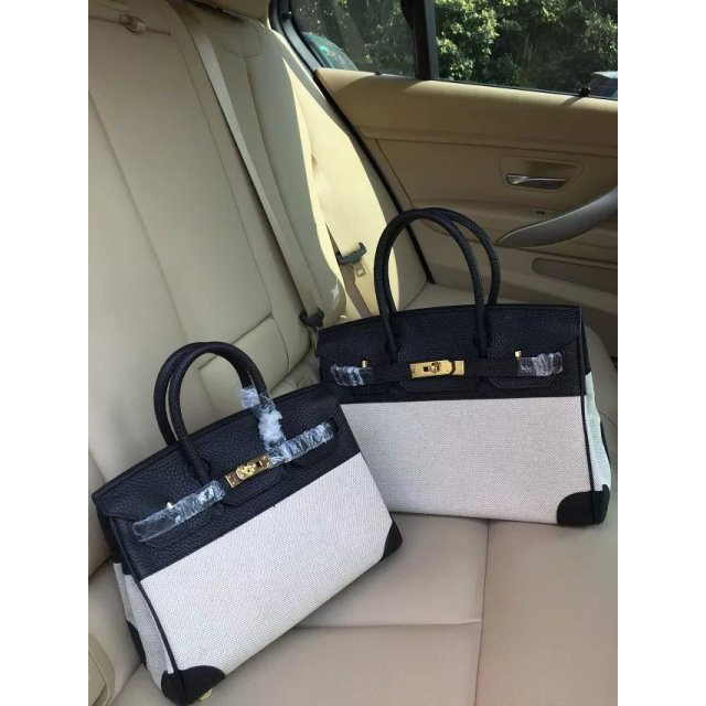 063-BK2530-1 エルメス2015年バーキンハンドバッグ　トリヨン＋布
