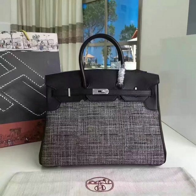 エルメス 063-HEBK35-3 2016年 ハンドバッグ 布＋レザー