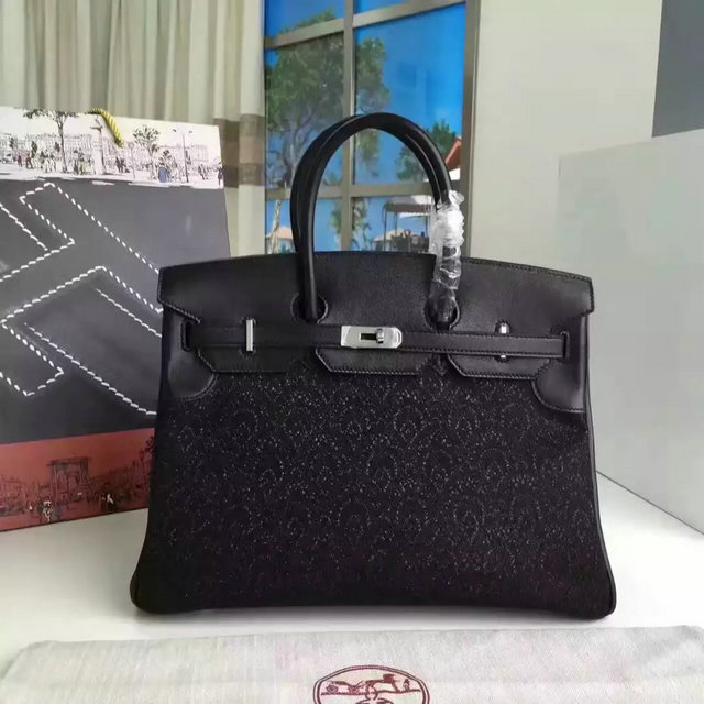 エルメス 063-HEBK35-4 2016年 ハンドバッグ 布＋レザー