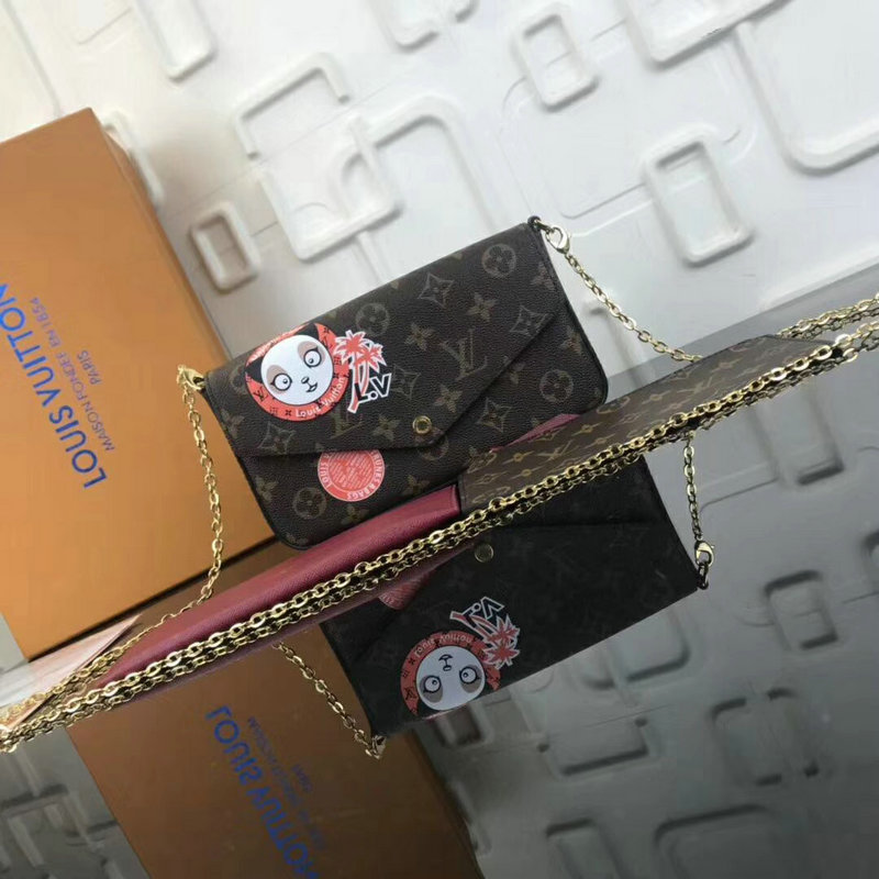 ルイヴィトン 025-M60129L　2018年新作 モノグラムキャンパス ポシェット フェリーチェ チェーンウォレット 財布