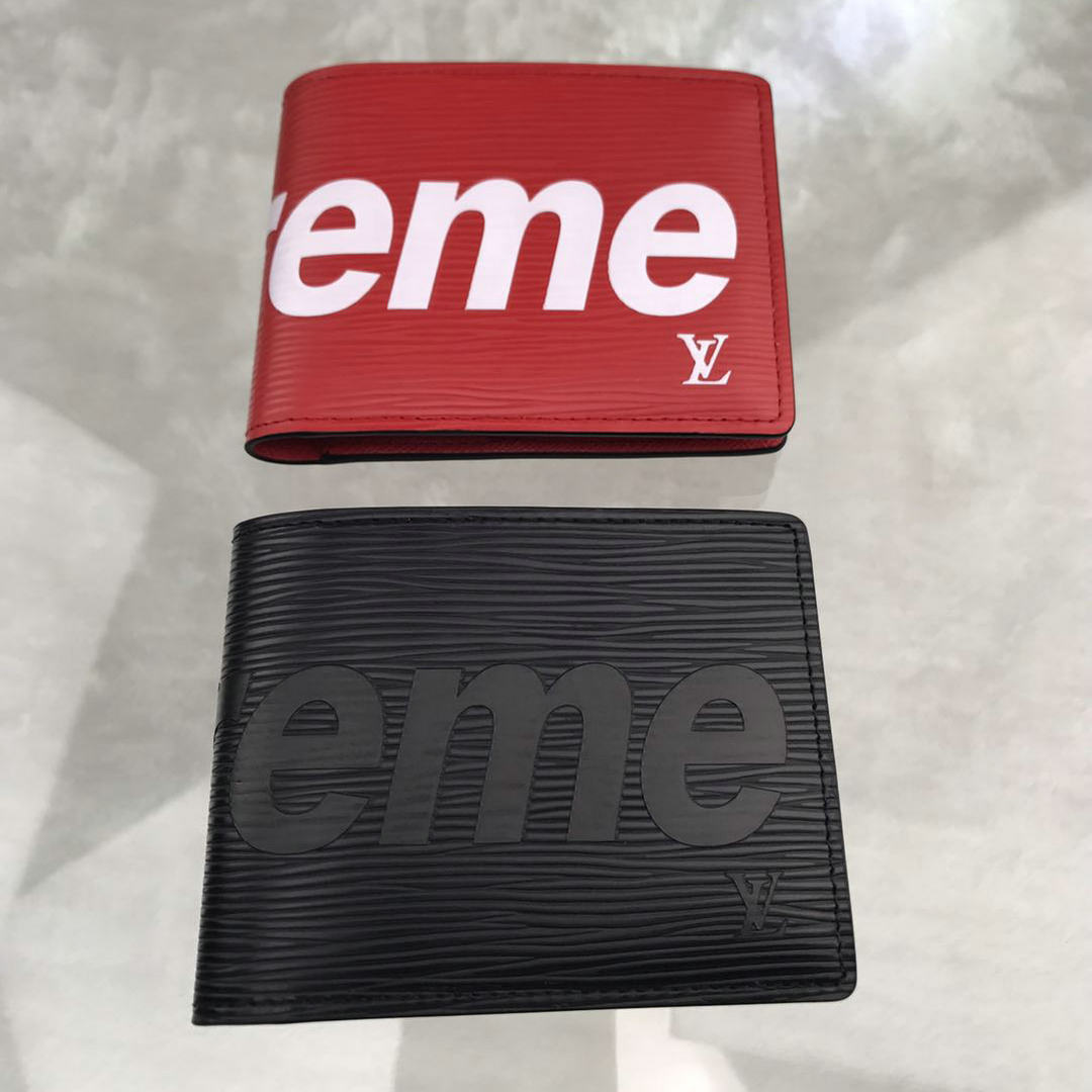 ルイヴィトン 025-M60662H　2018年新作 supreme シュプリーム 二つ折り短財布 エピレザー