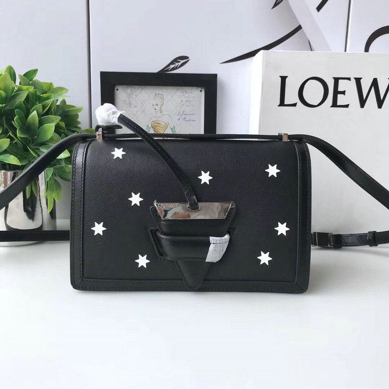 ロエベ ZZ-LOW1026DK　2018年新作 バルセロナ ショルダーバッグ 斜め掛け ブラック レザー 黒 レディースかばん