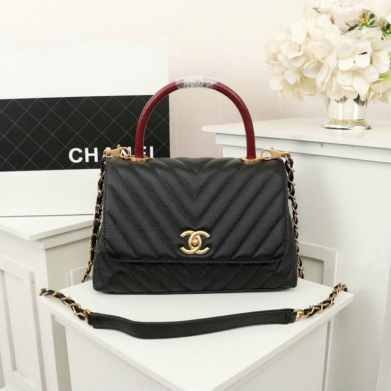 シャネルCHANEL JS-CH8832QVPK　2018年最新作 トップハンドバッグ トート フラップバッグ ショルダーバッグ キャビアスキン 黒