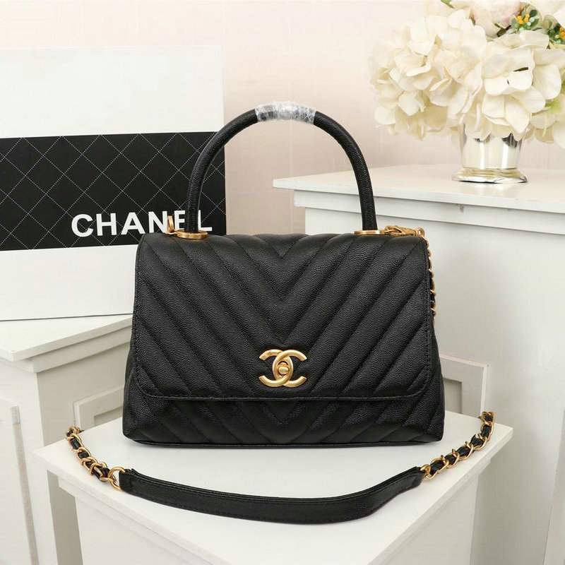 シャネルCHANEL 2JS-CH8832QVQK　018年最新作 トップハンドバッグ トート フラップバッグ ショルダーバッグ キャビアスキン 黒