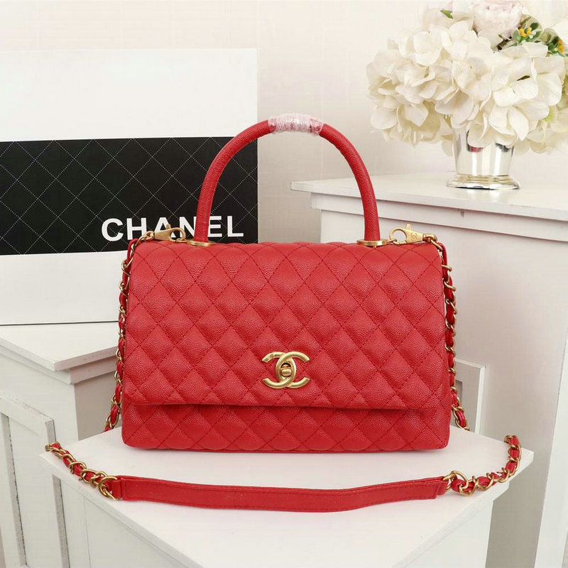 シャネルCHANEL JS-CH8892QGQR　2018年最新作 トップハンドバッグ トート フラップバッグ ショルダーバッグ キャビアスキン 赤