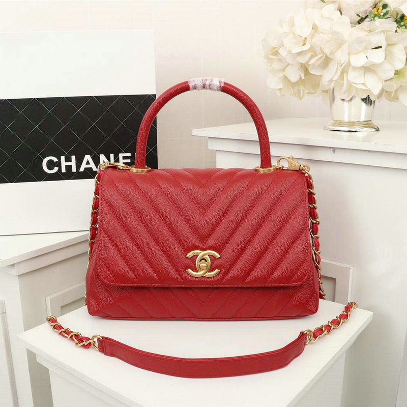シャネルCHANEL JS-CH8832QVQR　2018年最新作 トップハンドバッグ トート フラップバッグ ショルダーバッグ キャビアスキン レッド