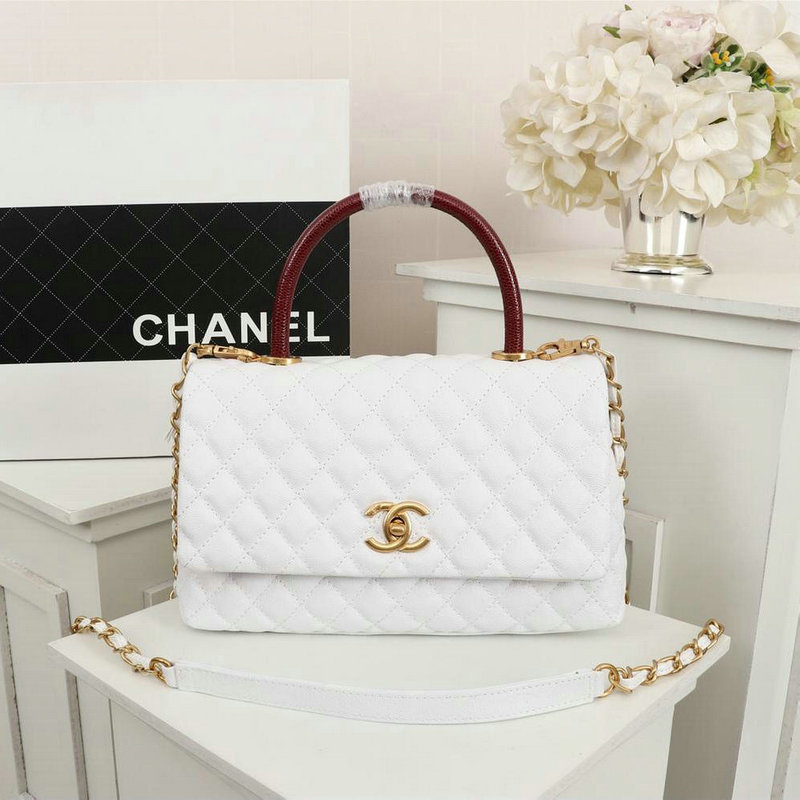 シャネルCHANEL JS-CH8892QVPB　2018年最新作 トップハンドバッグ トート フラップバッグ ショルダーバッグ キャビアスキン 白