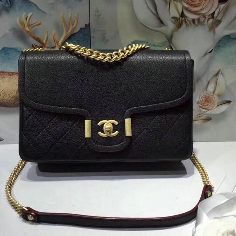シャネルCHANEL JS-CH57218BK　2018年最新作 フラップバッグ ショルダーバッグ カーフレザー 黒