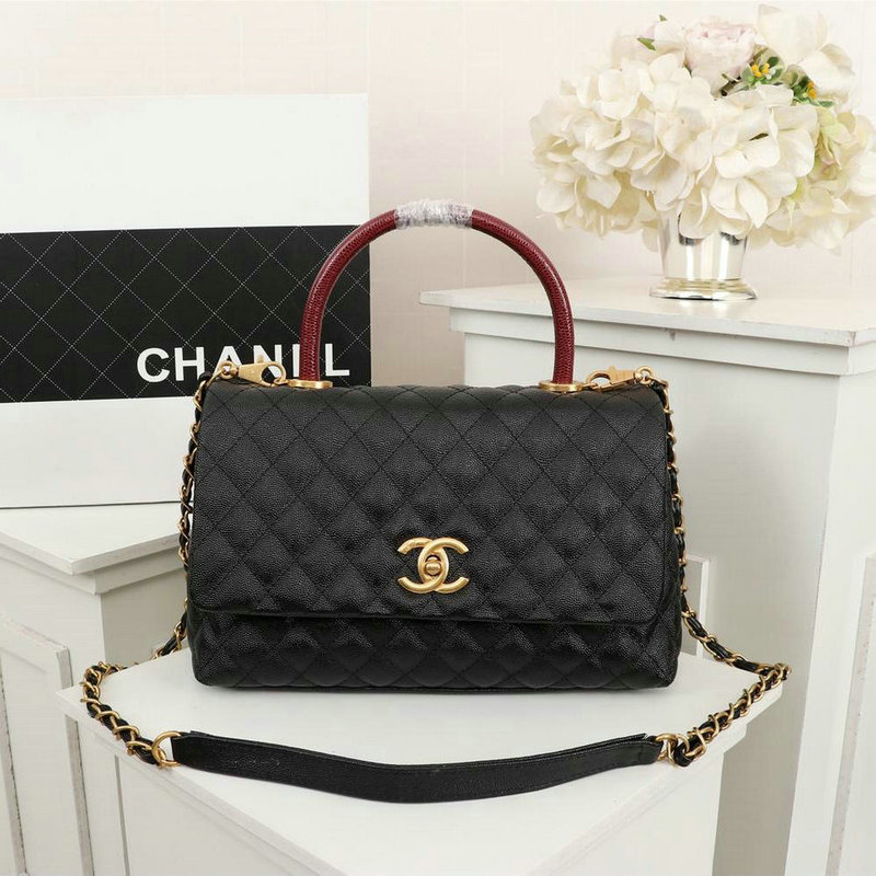 シャネルCHANEL JS-CH8892QGPK　2018年最新作 トップハンドバッグ トート フラップバッグ ショルダーバッグ キャビアスキン 黒