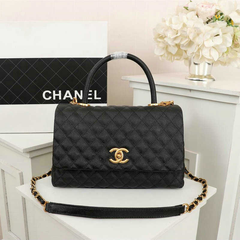 シャネルCHANEL JS-CH8892QGQK　2018年最新作 トップハンドバッグ トート フラップバッグ ショルダーバッグ キャビアスキン 黒