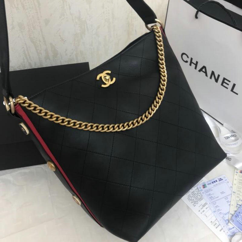 シャネルCHANEL JS-CH57576JK　2018年最新作 ホーボーバッグ ショルダーバッグ バケツバッグ カーフスキン レディースかばん 黒
