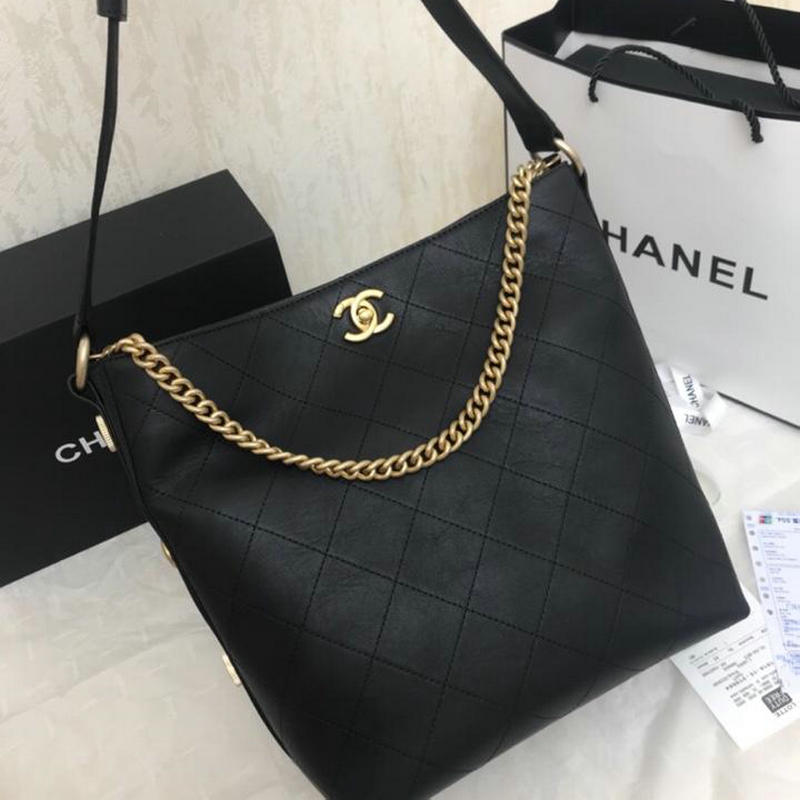 シャネルCHANEL JS-CH57576YK　2018年最新作 ホーボーバッグ ショルダーバッグ バケツバッグ カーフスキン レディースかばん 黒