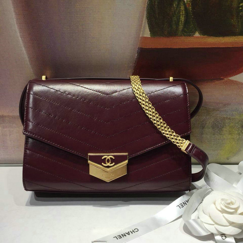 シャネルCHANEL JS-CH57491JH　2018年最新作 フラップバッグ 斜め掛け ショルダーバッグ カーフスキン レディースかばん ボルドー