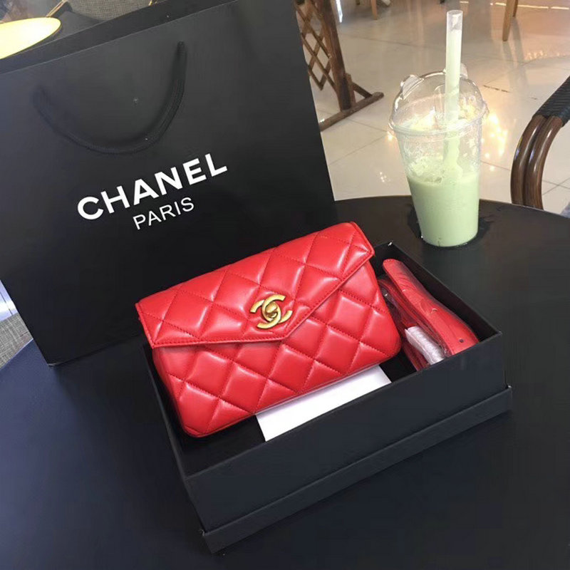 シャネルCHANEL JS-CH99008R　2018年最新作 ミニ ウェストバッグ ラムスキン