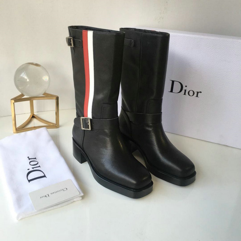 クリスチャンディオール CHRISTIAN DIOR 26-Dior606d 2018年秋冬最新作 ミドルブーツ ローヒール レディースシューズ 靴 黒 レザー 通学 通勤靴