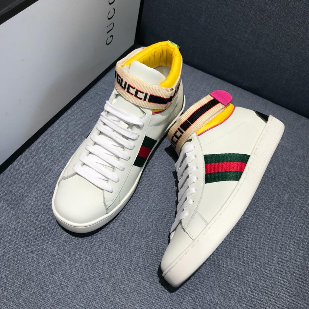 グッチ GUCCI  26-GG1383 2018年秋冬最新作 ハイカット スニーカー カップル カジュアルシューズ レースアップ 男女兼用 通学 通勤