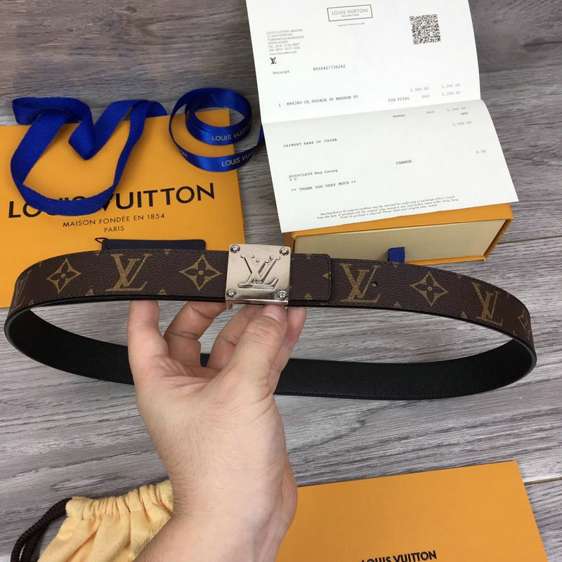 ルイヴィトン  LOUISVUITTON 057-M6112 2018年最新作 ベルト レザー 黒 リバーシブル