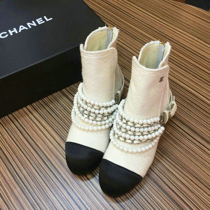 商品名称：シャネルCHANEL 26-CH1074　2018年秋冬最新作 ショートブーツ カーフレザー レディースシューズ ハイヒールシューズ 通勤 通学 カジュアルシューズ
