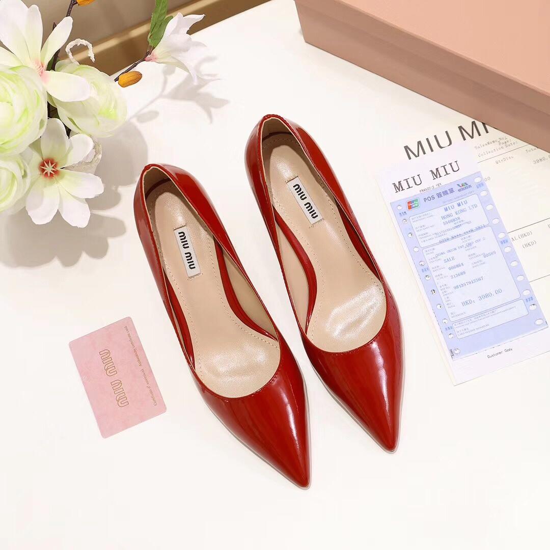 ミュウミュウ  MIUMIU 26-MM0098 2018年秋冬最新作 ハイヒールシューズ レディース シューズ 靴 パテントレザー ファッション シンプル 3色