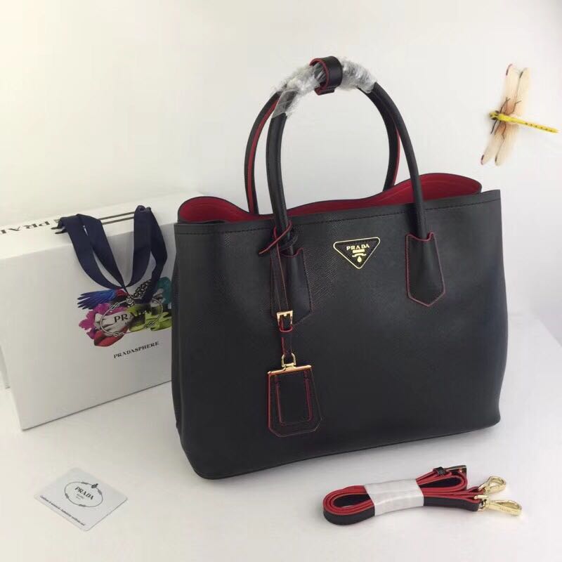 商品名称：プラダPRADA GH-PD2821BK　2018年最新入荷 Double ハンドバッグ 2way トート ショルダーバッグ レザー