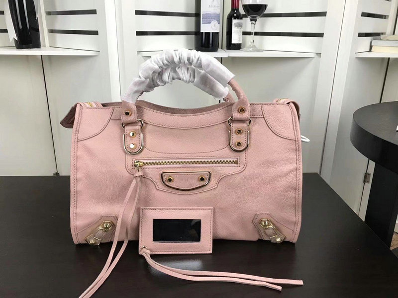 バレンシアガ BALENCIAGA DDB-BAB18004F 2018年最新入荷 クラシック ゴールド シティ トートバッグ ハンドバッグ ショルダーバッグ カーフレレザー ピンク