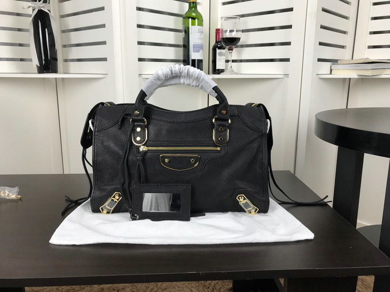 バレンシアガ  BALENCIAGA DDB-BAB18004K 2018年最新入荷 クラシック ゴールド シティ トートバッグ ハンドバッグ ショルダーバッグ カーフレレザー 黒
