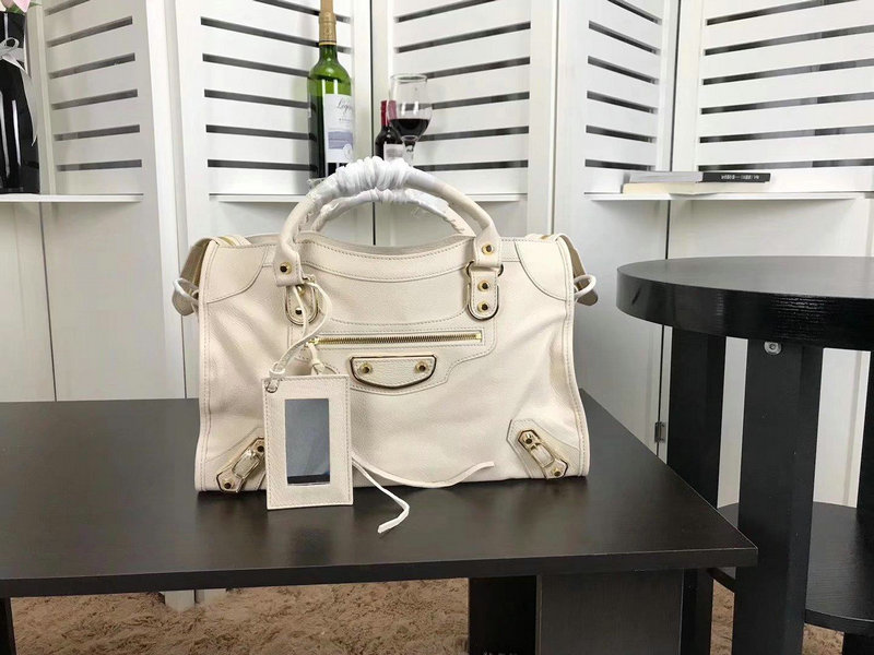 バレンシアガ  BALENCIAGA DDB-BAB18004B 2018年最新入荷 クラシック ゴールド シティ トートバッグ ハンドバッグ ショルダーバッグ カーフレレザー 白