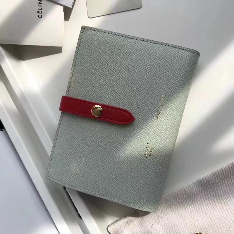 セリーヌ  CELINE DDB-CE643GR 2018年最新入荷 ミディアム ストラップウォレット 二つ折り中財布 カーフスキン