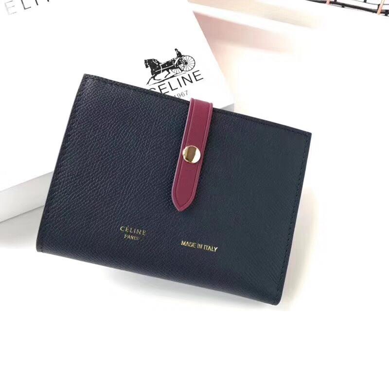 セリーヌ CELINE DDB-CE643KJ 2018年最新入荷 ミディアム ストラップウォレット 二つ折り中財布 カーフスキン