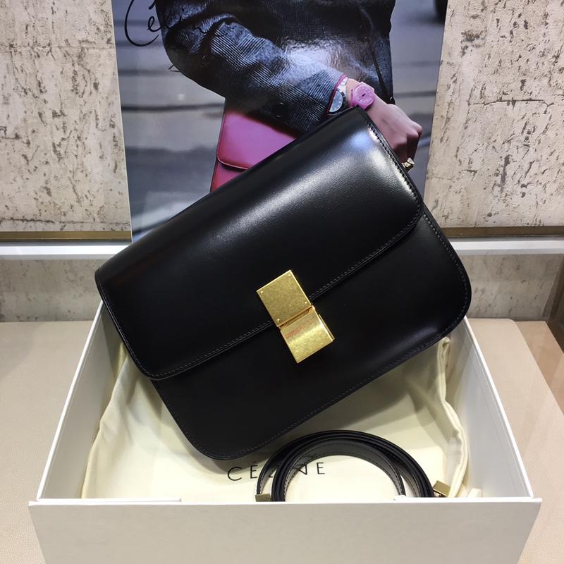 商品名称：セリーヌ CELINE DDB-CE18917QBK 2018年最新入荷 クラシック ミディアム ショルダーバッグ ボックス カーフスキン 黒