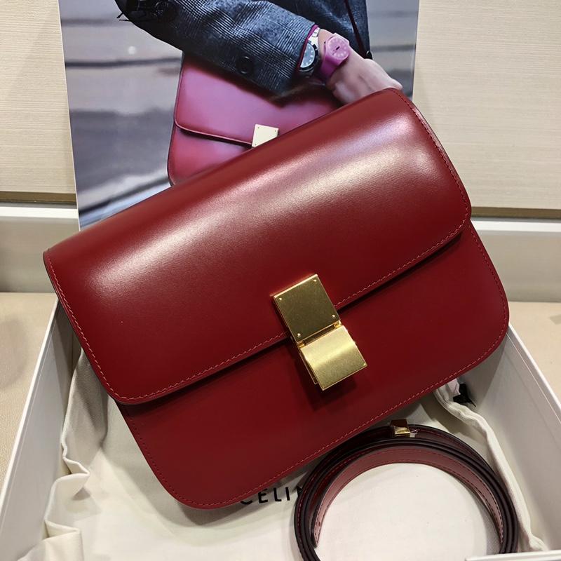 セリーヌ  CELINE DDB-CE18917QRD 2018年最新入荷 クラシック ミディアム ショルダーバッグ ボックス カーフスキン 黒