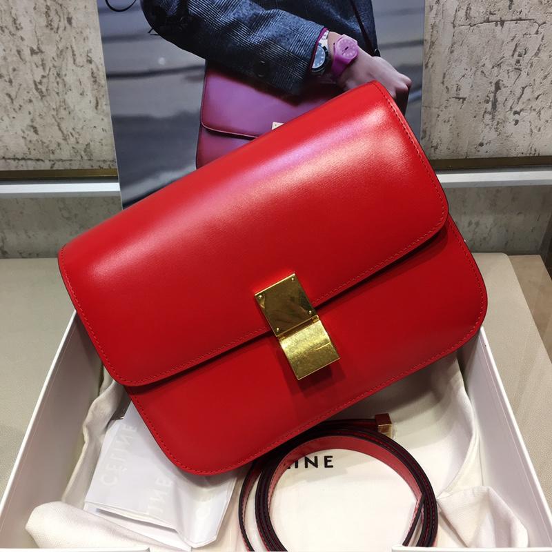 セリーヌ CELINE DDB-CE18917QXH 2018年最新入荷 クラシック ミディアム ショルダーバッグ ボックス カーフスキン 黒